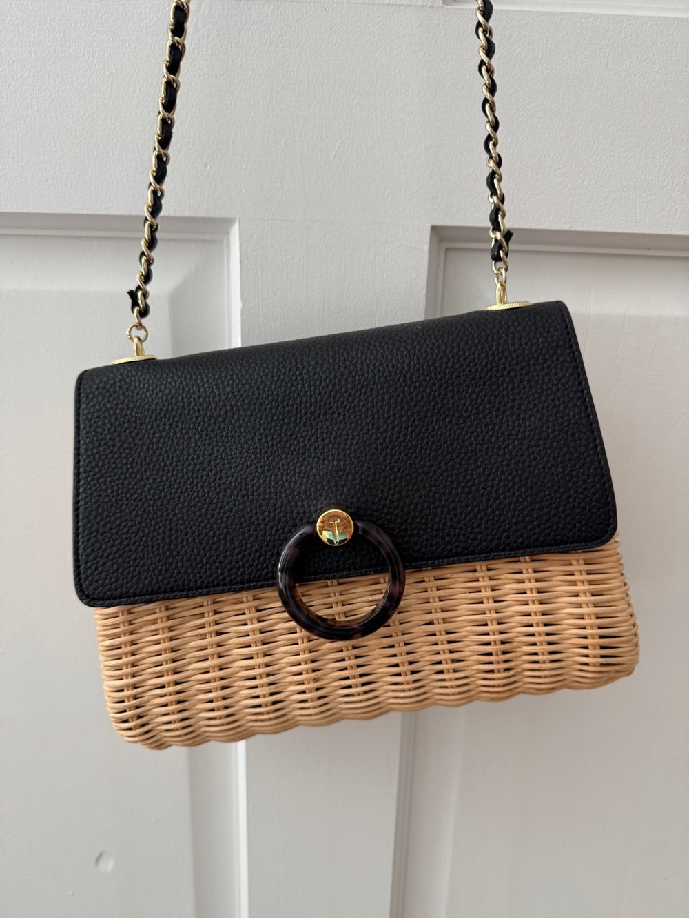 Ted Baker London “Janiya” - faux leather and woven rattan crossbody